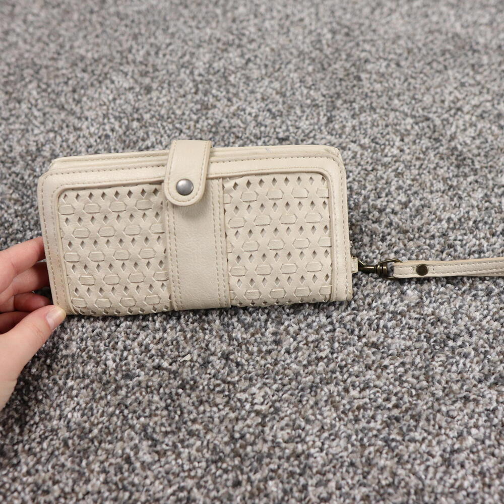 faux leather y2k wallet beige white wristlet wallet clutch - Picture 2 of 7